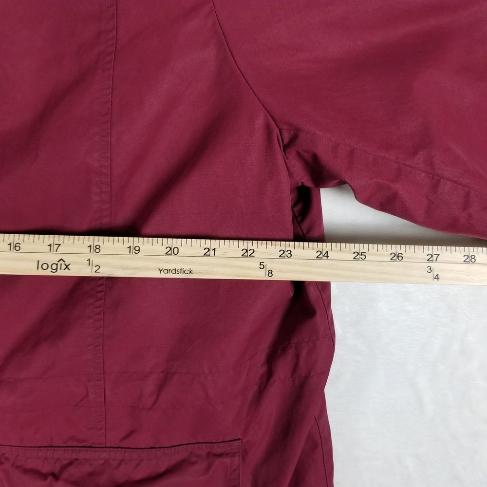 Lands' End Barn Jacket Women 1X Burgundy Plaid Lined Corduroy Trim Utility - Picture 7 of 10